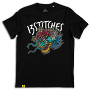 13Stitches Clothing, dragon design, drachen motiv, schwarzes T-Shirt, black tshirt, schwarz, Tee, shirt, tattoo design, tattoo clothing, tattoo apparel, tattoo motiv, tätowierung, streetwear, unisex, boys, girls, Damen, Herren, Frauen, Maenner, Fairwear, Bio Baumwolle, vegan, tattoo fashion germany, fashion brand, independent label, Klamotten Marke, alternative fashion
