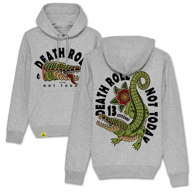 13Stitches Clothing, death roll, aligator design, crocodile, grauer Kapuzenpullover, grey hoodie, Pullover, Sweater, Sweatshirt, Kapuzenpulli , Kapu, tattoo design, tattoo clothing, tattoo apparel, tattoo motiv, tätowierung, streetwear, unisex, boys, girls, Damen, Herren, Frauen, Maenner, Fairwear, Bio Baumwolle, vegan, tattoo fashion germany, fashion brand, independent label, Klamotten Marke, alternative fashion