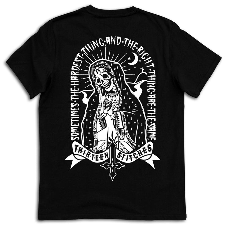 13Stitches Clothing, the hardest thing, skull, skeleton, totenkopf, skelett, schwarzes T-Shirt, black tshirt, schwarz, Tee, shirt, tattoo design, tattoo clothing, tattoo apparel, tattoo motiv, tätowierung, streetwear, unisex, boys, girls, Damen, Herren, Frauen, Maenner, Fairwear, Bio Baumwolle, vegan, tattoo fashion germany, fashion brand, independent label, Klamotten Marke, alternative fashion