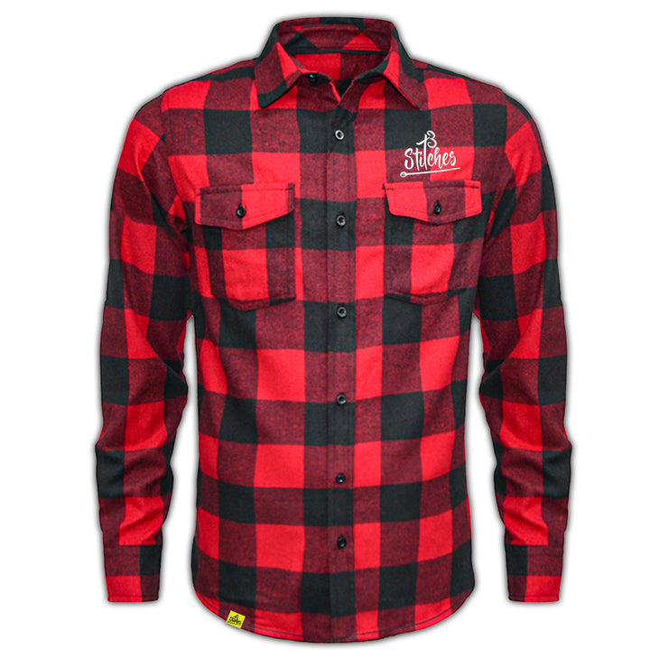 13stitches-schwarz-rot-flanellhemd-mit-logo-stick-black-red-flannel-shirt-with-logo-embroidery