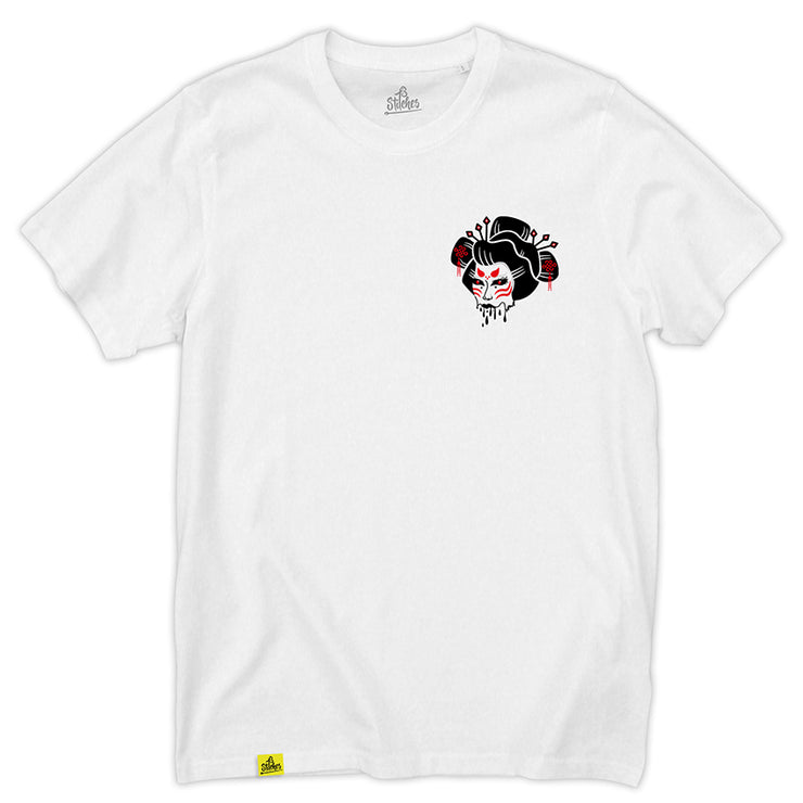 13Stitches Clothing, tokio nightmare, geisha, horror, weißes T-Shirt, white tshirt, weiß, Tee, shirt, tattoo design, tattoo clothing, tattoo apparel, tattoo motiv, tätowierung, streetwear, unisex, boys, girls, Damen, Herren, Frauen, Maenner, Fairwear, Bio Baumwolle, vegan, tattoo fashion germany, fashion brand, independent label, Klamotten Marke, alternative fashion, front